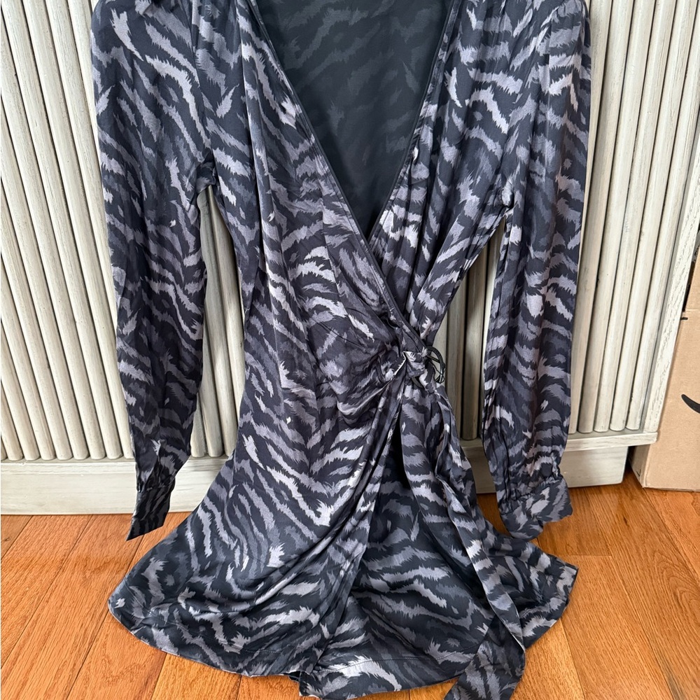 All Saints Black and Gray Long Sleeve Dress skort